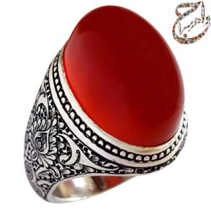 سفارش ساخت دو ماهه عقیق سرخ قلمزنی استاد ساعی