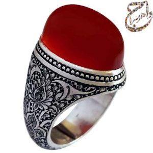 سفارش ساخت دو ماهه عقیق سرخ قلمزنی استاد ساعی