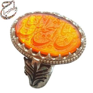عقیق یمنی پرتقالی حکاکی استاد مدنی
