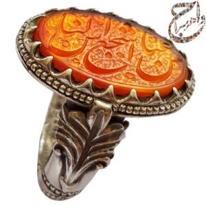 عقیق یمنی پرتقالی حکاکی استاد مدنی