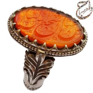 عقیق یمنی پرتقالی حکاکی استاد مدنی