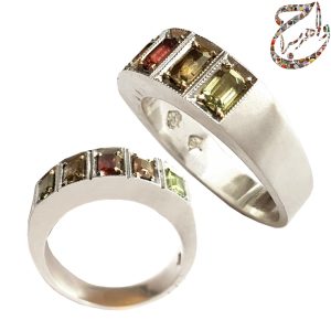حلقه ازدواج نقره پنج نگین فاخر