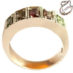 حلقه ازدواج نقره پنج نگین فاخر