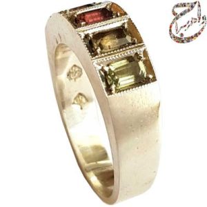 حلقه ازدواج نقره پنج نگین فاخر