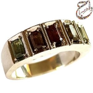 حلقه ازدواج نقره پنج نگین فاخر