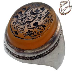 عقیق زرد حکاکی ذکر هو الرزاق