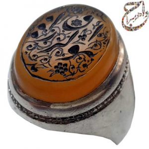 عقیق زرد حکاکی ذکر هو الرزاق