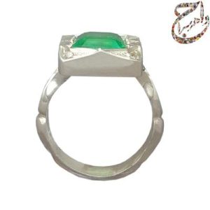 انگشتر زمرد زامبیا رکاب نقره دست ساز مرصع