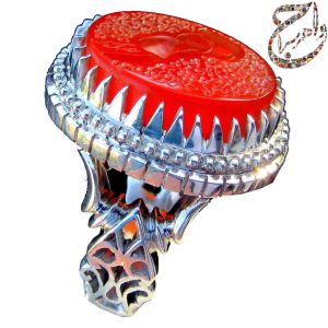 انگشتر عقیق یمنی خط استاد مهدی شمس و رکاب استاد افتخاری