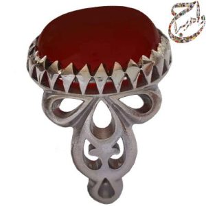 عقیق سرخ خراسانی رکاب نقره ماشینی