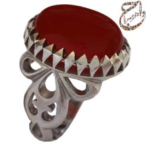 عقیق سرخ خراسانی رکاب نقره ماشینی