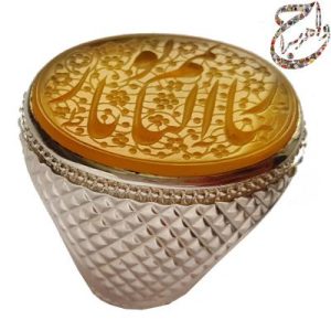 عقیق زرد یمنی خط استاد جواد حیدری (طه)