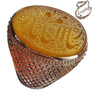 عقیق زرد یمنی خط استاد جواد حیدری (طه)