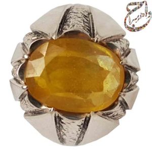 یاقوت زرد طبیعی با رکاب نقره