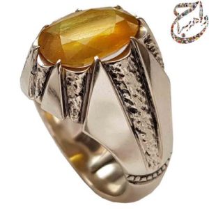 یاقوت زرد طبیعی با رکاب نقره