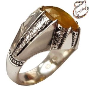 یاقوت زرد طبیعی با رکاب نقره