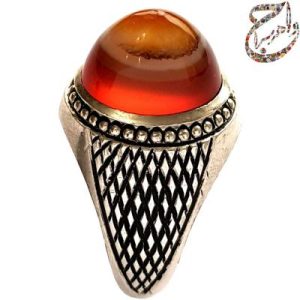 عقیق سرخ سلیمانی رکاب نقره دست ساز
