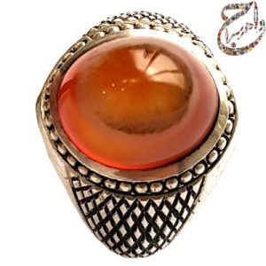 عقیق سرخ سلیمانی رکاب نقره دست ساز