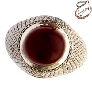 انگشتر عقیق یمنی سرخ رکاب حصیری