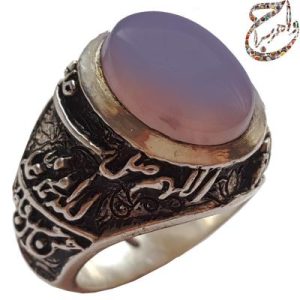 عقیق کبود یمنی رکاب قلمزنی استاد جنگی