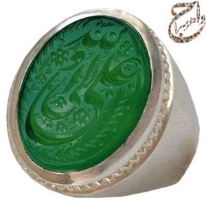 انگشتر عقیق سبز خطی استاد شمس