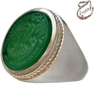 انگشتر عقیق سبز خطی استاد شمس