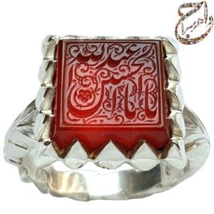 انگشتر عقیق حکاکی یا اباعبدالله الحسین خط مبین