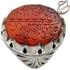 انگشتر عقیق حکاکی ( ومن یتق الله) خط استاد حرز