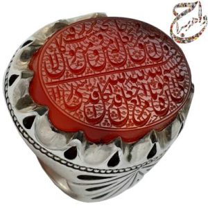 انگشتر عقیق حکاکی ( ومن یتق الله) خط استاد حرز