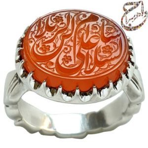 انگشتر عقیق پرتقالی خط استاد مبین