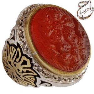 انگشتر عقیق سرخ کهنه یمنی حکاکی برجسته