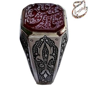 انگشتر عقیق یمنی خط حر قلمزنی ساعی