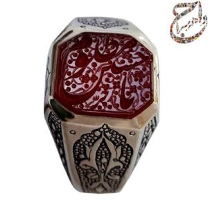 انگشتر عقیق یمنی خط حر قلمزنی ساعی