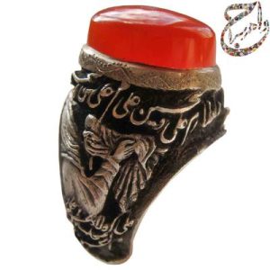عقیق آبدار یمنی قلمزنی جنگی