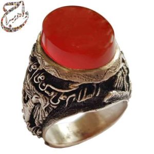 عقیق آبدار یمنی قلمزنی جنگی