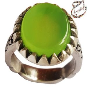 عقیق سبز با رکاب نقره