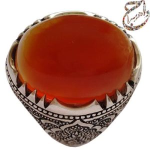 عقیق سرخ یمنی آبدار ، رکاب قلمزنی ساعی