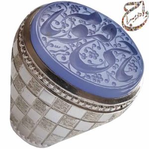 عقیق کبود یمنی حکاکی حرّ رکاب کاشی استاد افتخاری