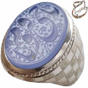 عقیق کبود یمنی حکاکی حرّ رکاب کاشی استاد افتخاری