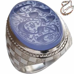 عقیق کبود یمنی حکاکی حرّ رکاب کاشی استاد افتخاری