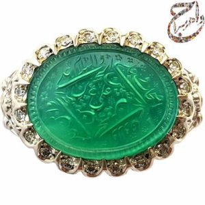 عقیق سبز خط مدنی رکاب مرصع استاد مظهری