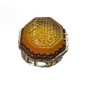 انگشتر عقیق زرد خطی