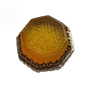 انگشتر عقیق زرد خطی