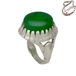 عقیق سبز معدنی رکاب نقره