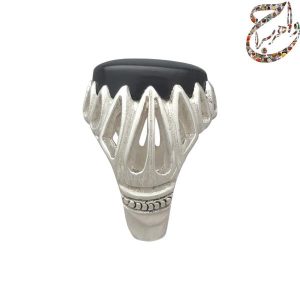 اونیکس رگه دار با رکاب نقره اشکی