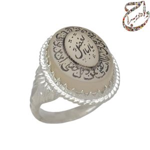 عقیق کبود خطی دوبل رکاب نقره