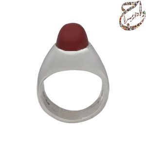 عقیق سرخ یمنی کله قندی رکاب نقره