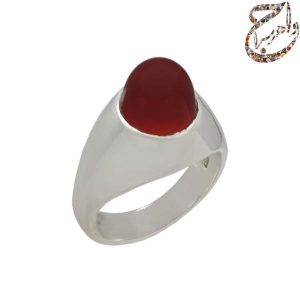 عقیق سرخ یمنی کله قندی رکاب نقره