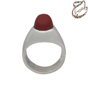 عقیق سرخ یمنی کله قندی رکاب نقره