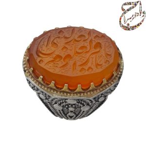 عقیق پرتقالی یمنی خط استاد شمس
